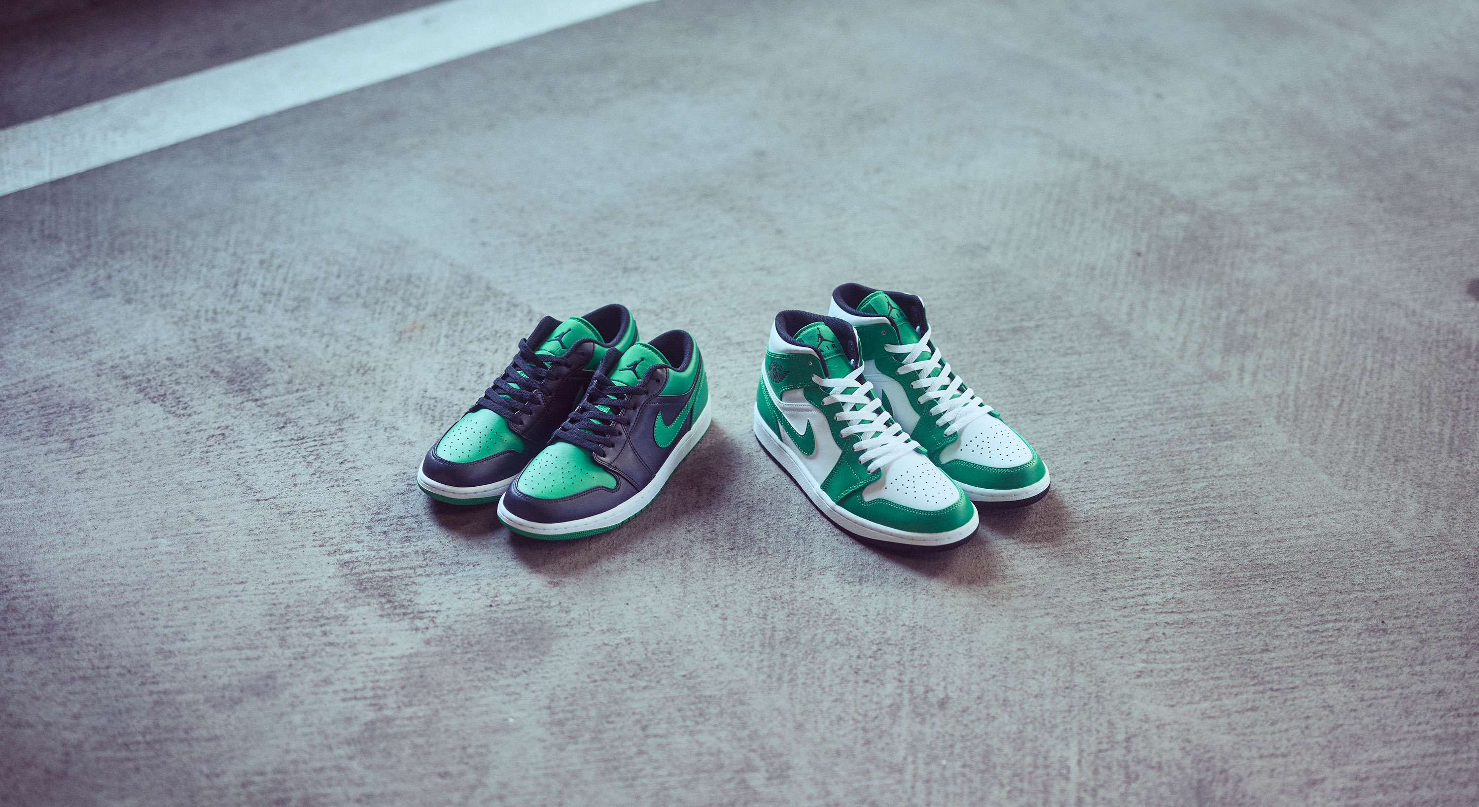 JORDAN BRAND AIR JORDAN 1 MID & LOW “ LUCKY GREEN ”