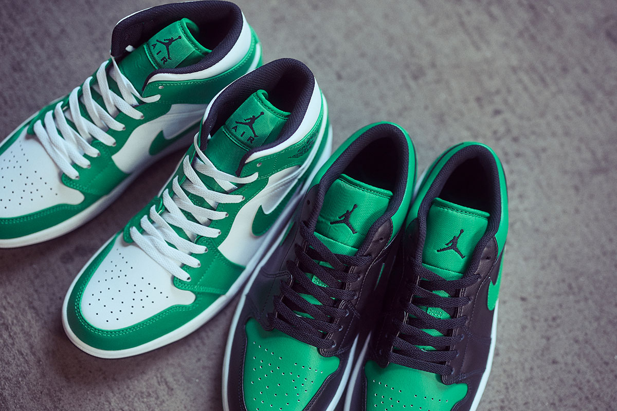 JORDAN BRAND AIR JORDAN 1 MID & LOW “ LUCKY GREEN ”